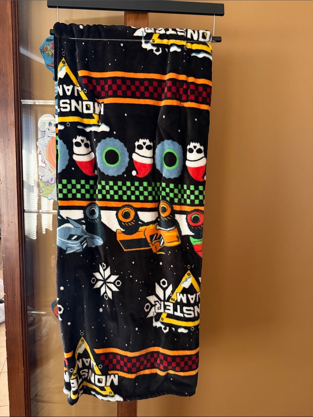 Monster jam plush holiday blanket